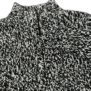 Sweater Full Zip Medium Jacket Monochrome Herringbone Chunky Knit Winter Cozy‎